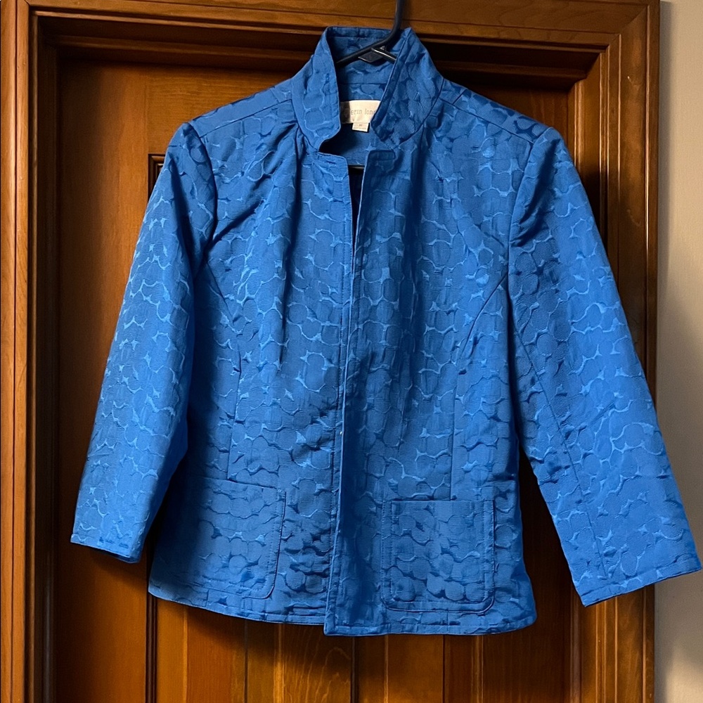 Erin London Elegant Blue Patterned Jacket